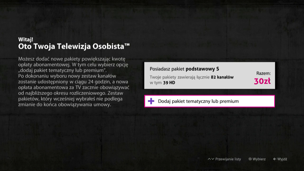 Wybór pakietów - dekoder