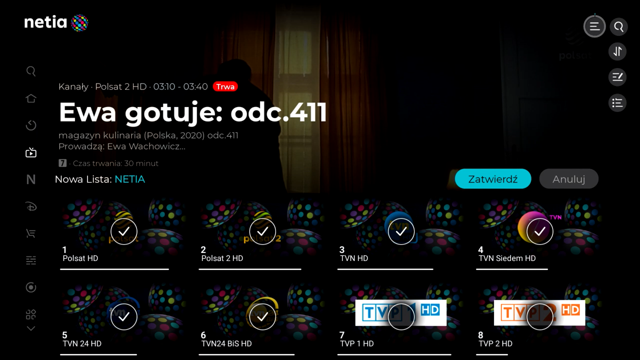 Netia Soundbox 4K - Tworzenie nowej listy kanałów ulubionych