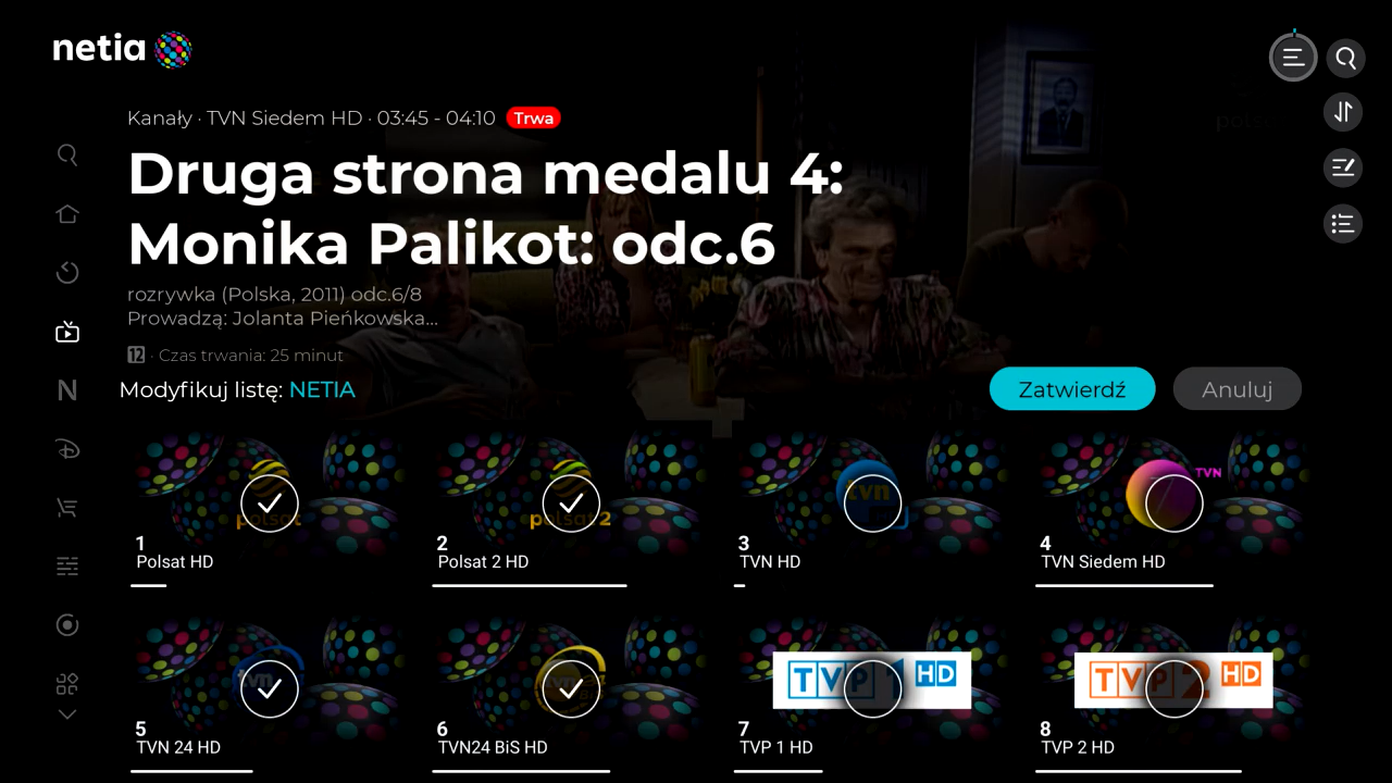 Netia Soundbox 4K - edycja listy kanałów ulubionych