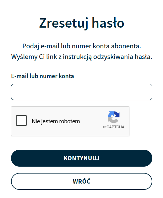 Netia On-line Netia On-line, odzyskanie hasła