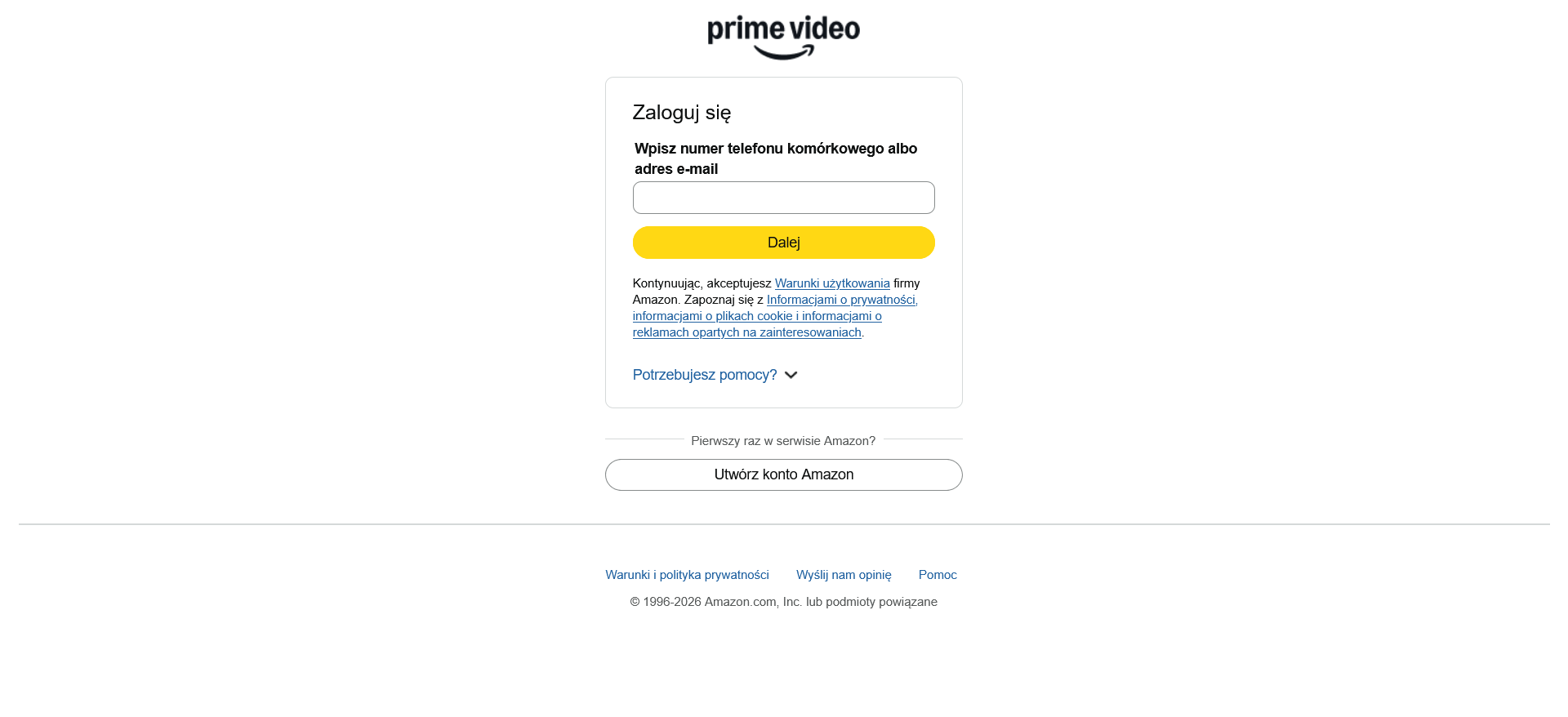 Amazon - logowanie