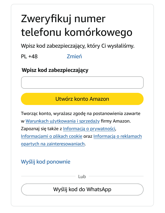 Amazon - rejestracja