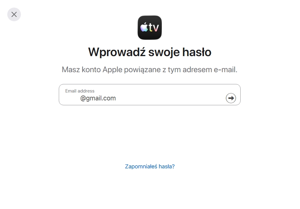 Apple TV - logowanie