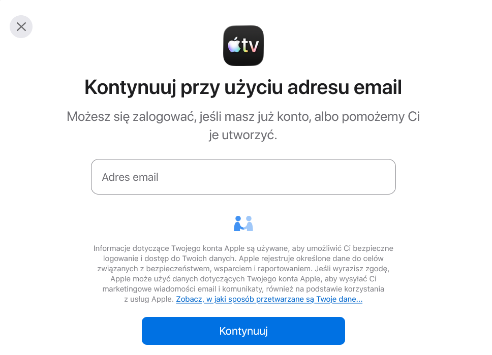 Apple TV - logowanie