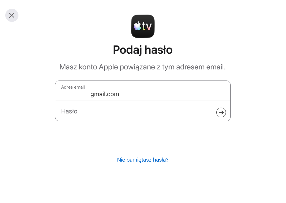 Apple TV - logowanie