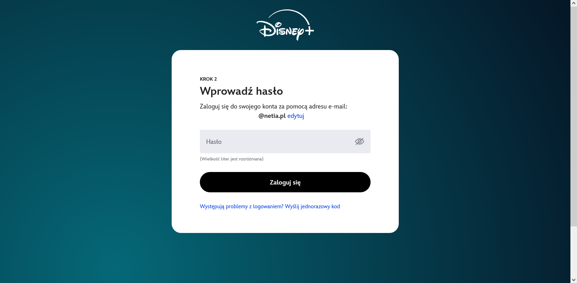 Disney - logowanie