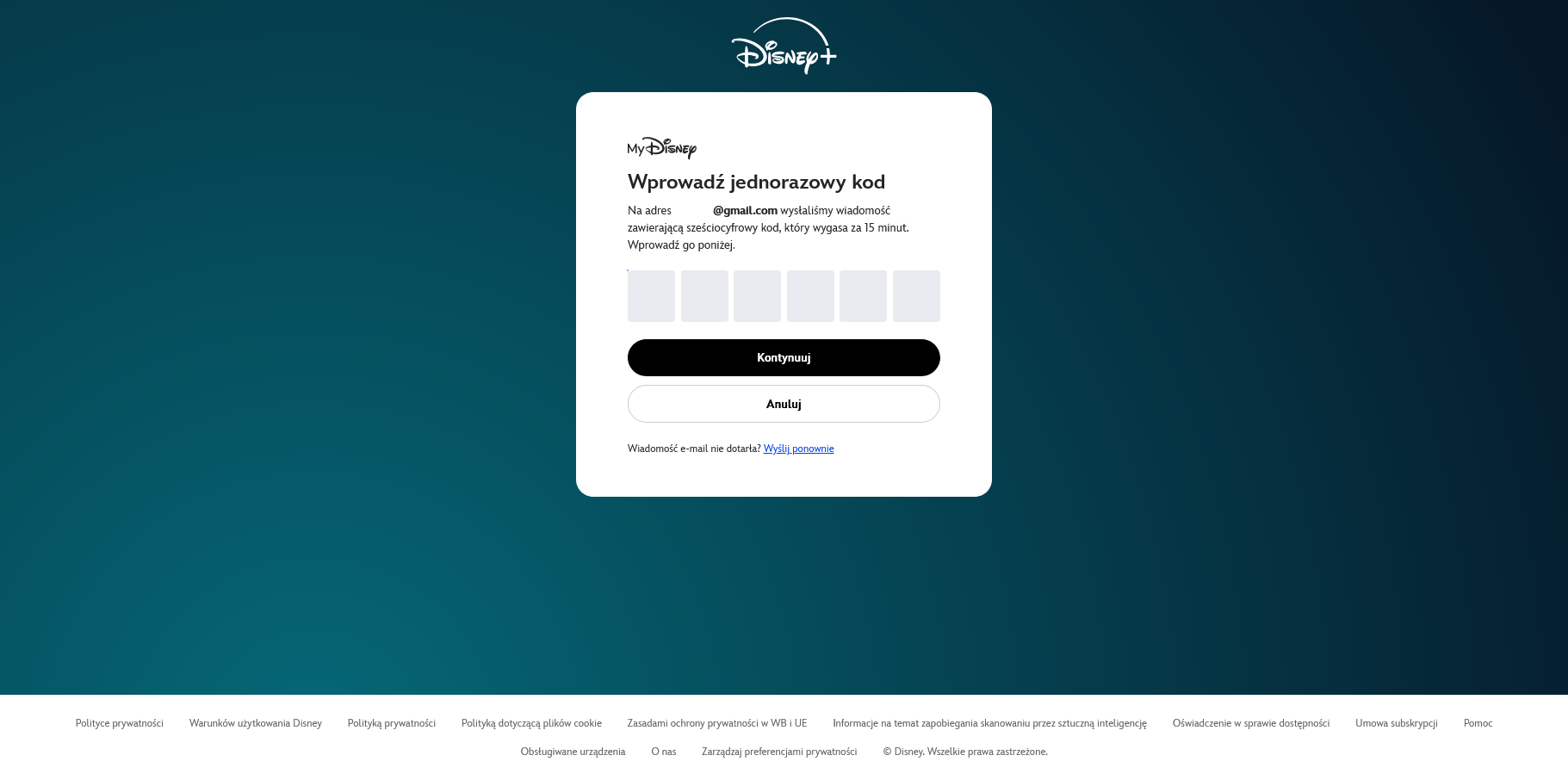 Disney - logowanie