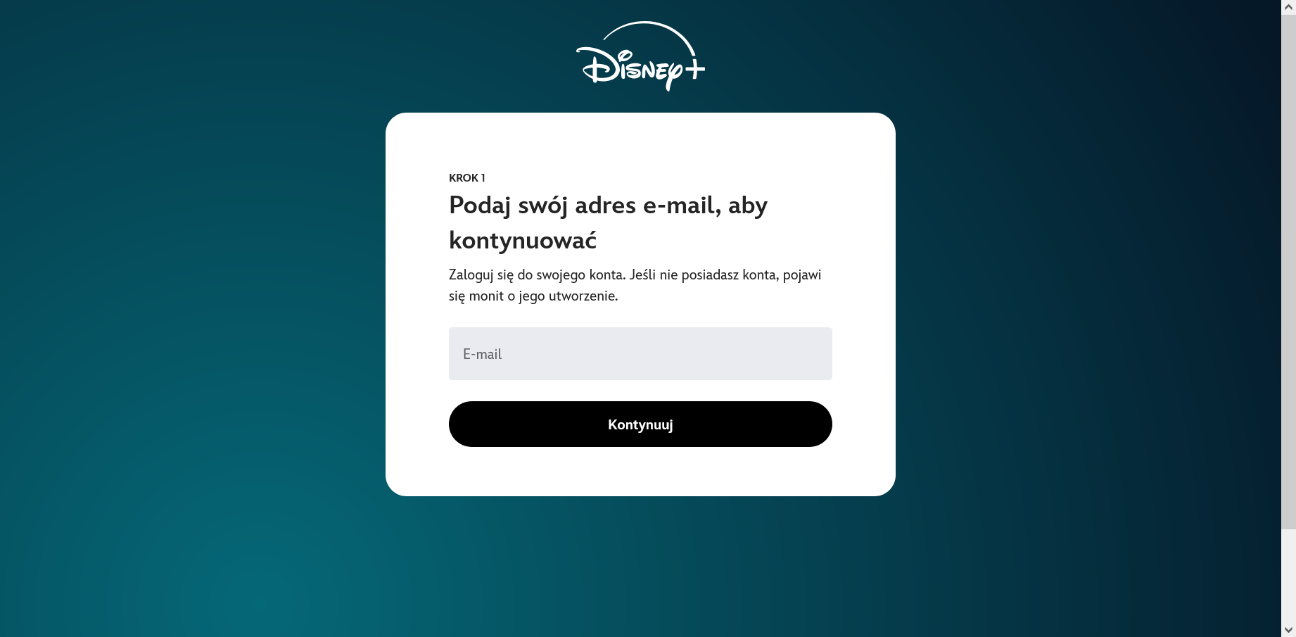 Disney - rejestracja