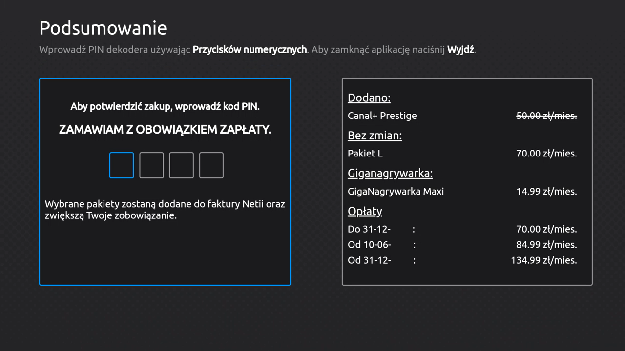 Wybór pakietów dodatkowych