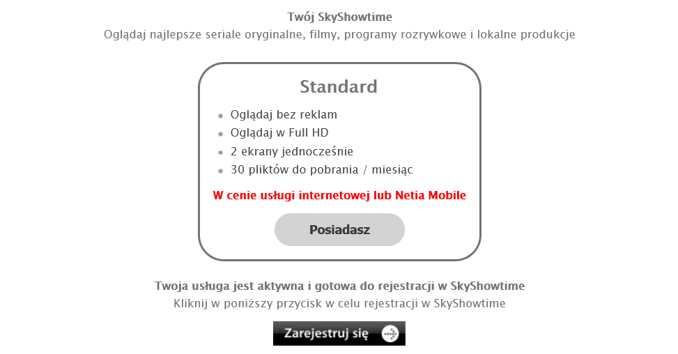 SkyShowtime - rejestracja