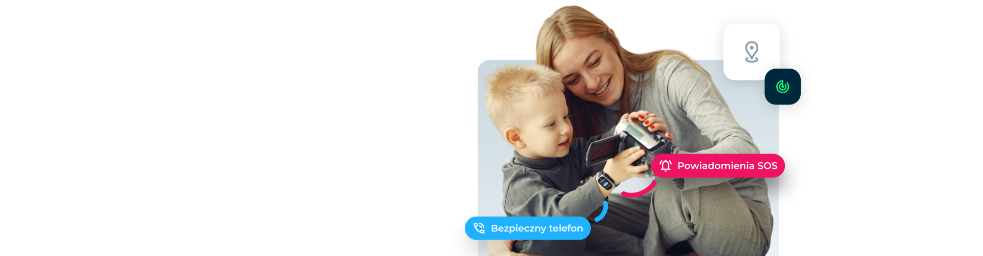 kobieta i dziecko z lokalizaotrem locon