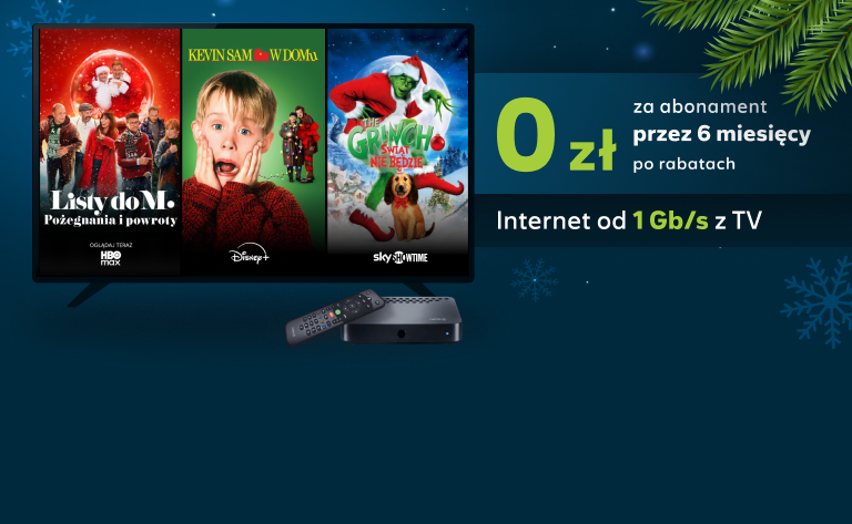 Pakiet TV i Internet od 1Gb/s z abonamentem przez 6 miesięcy za 0 zł po rabatach