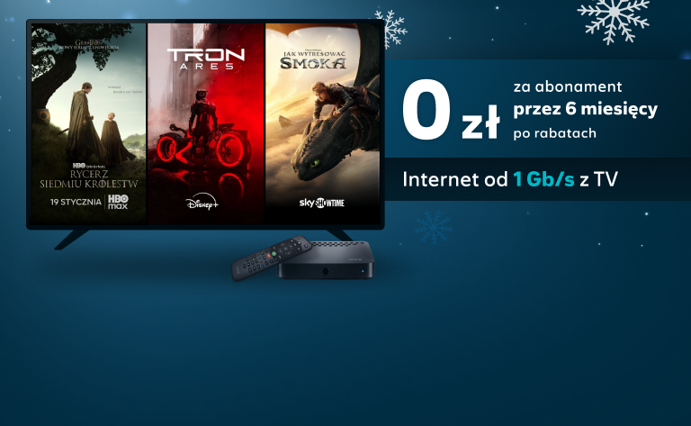 Pakiet TV i Internet od 1Gb/s z abonamentem przez 6 miesięcy za 0 zł po rabatach